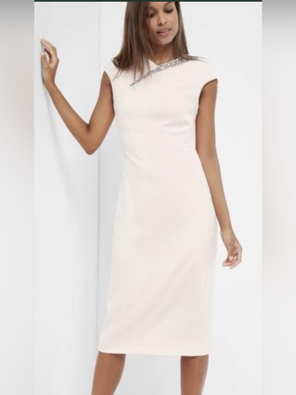 Ted Baker pink  Embellished Neck Midi Dress